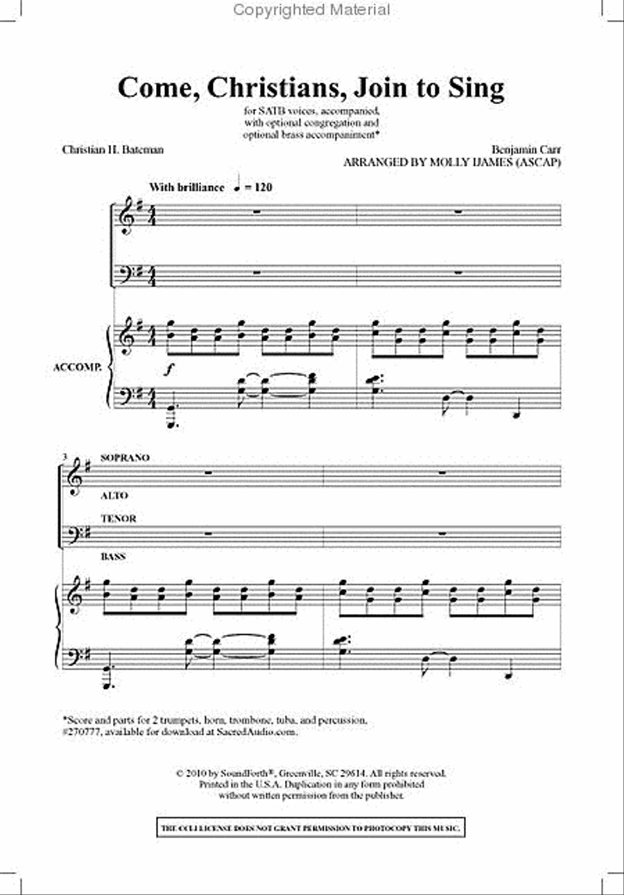 Come, Christians, Join to Sing 4-Part scores gallery preview page 2
