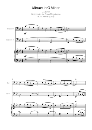 Minuet in G minor BWV Anh. 115 - Bach - Bassoon Duet