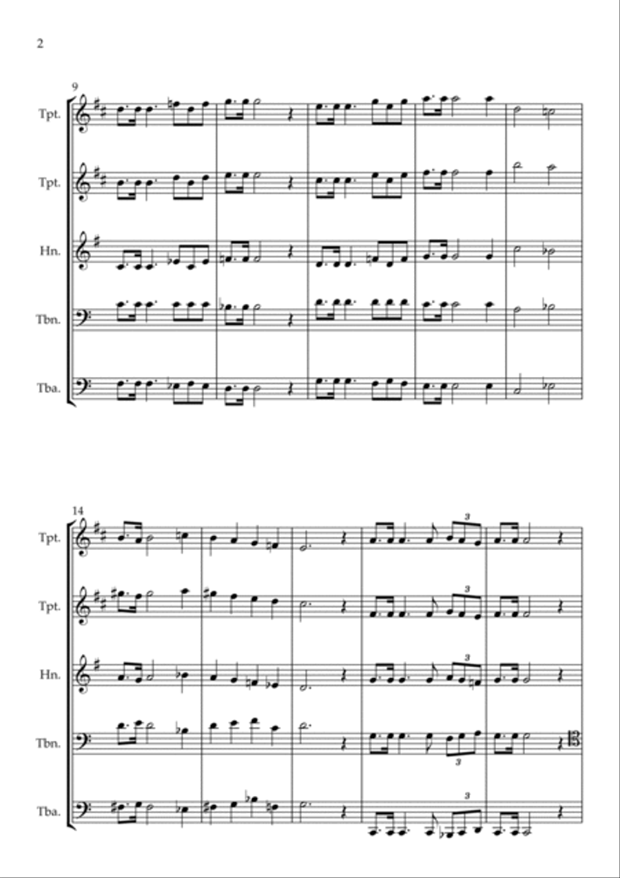 Easy Fanfare, Op. 94 (Brass Quintet) by Vidas Pinkevicius (2022) Brass Quintet scores gallery preview page 2