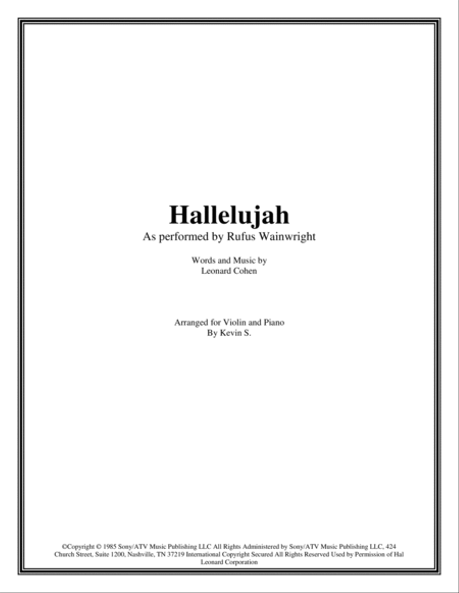 Hallelujah Hallelujah Violin Solo scores gallery preview page 1