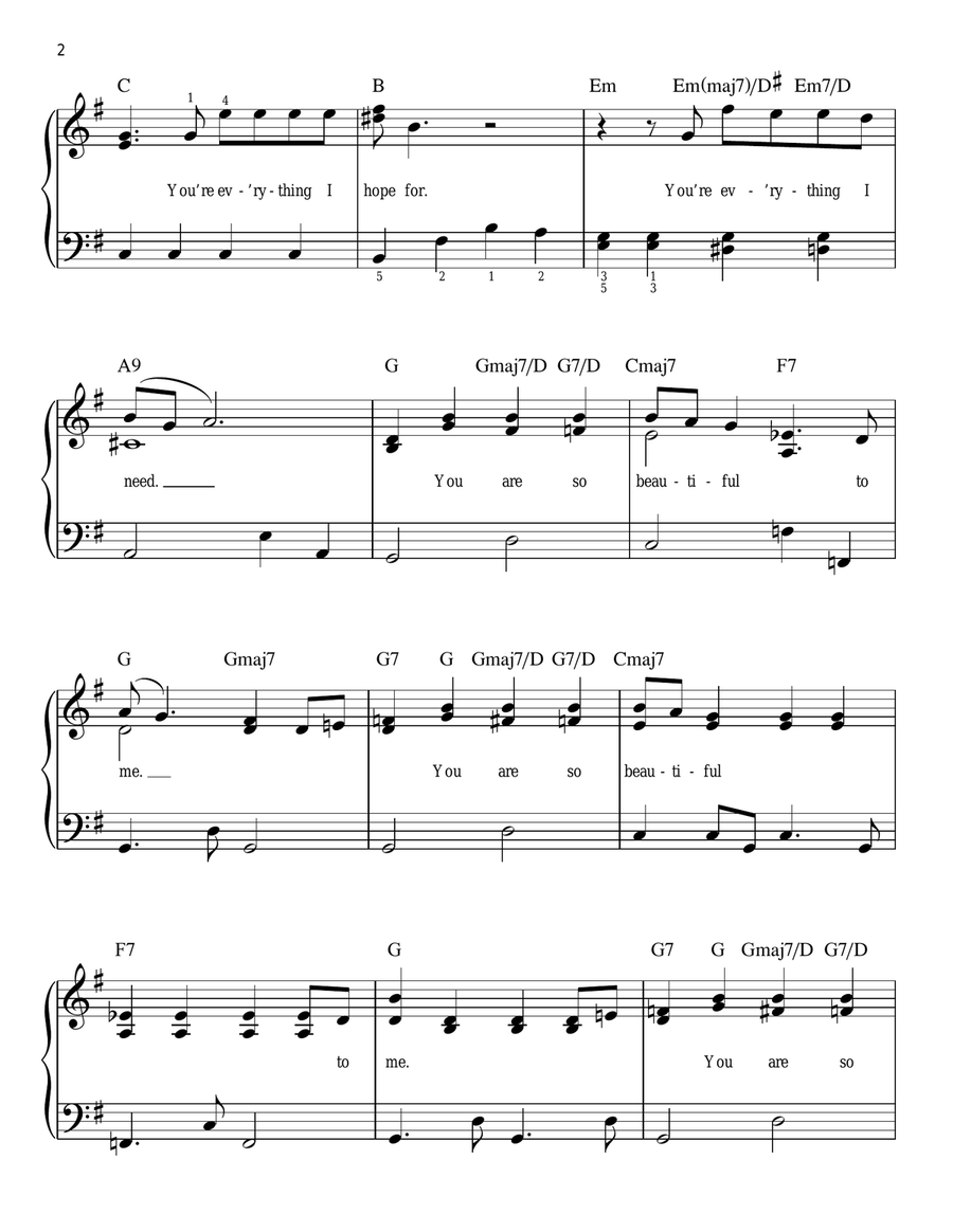 You Are So Beautiful Easy Piano scores gallery preview page 2