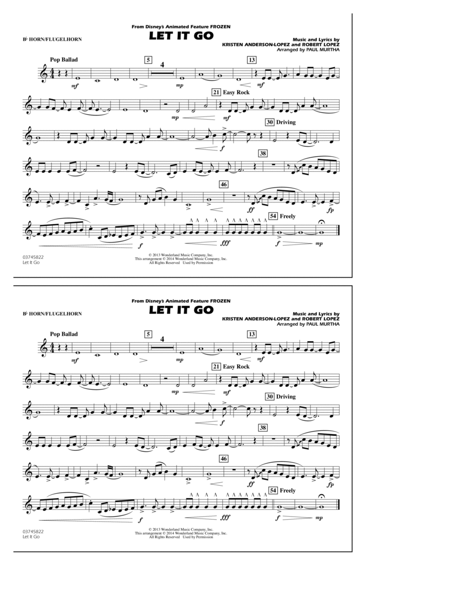 Let It Go - Bb Horn/Flugelhorn Marching Band scores gallery preview page 1