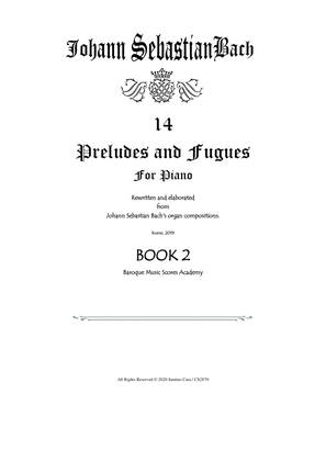 Book cover for Bach - 14 Preludes and Fugues - Book 2 - for Piano
