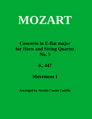 Book cover for Mozart - Horn Concerto No. 3 Movement 1 - Horn & String Quartet