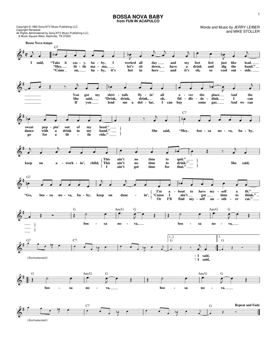 Bossa Nova Baby Guitar scores gallery preview page 1