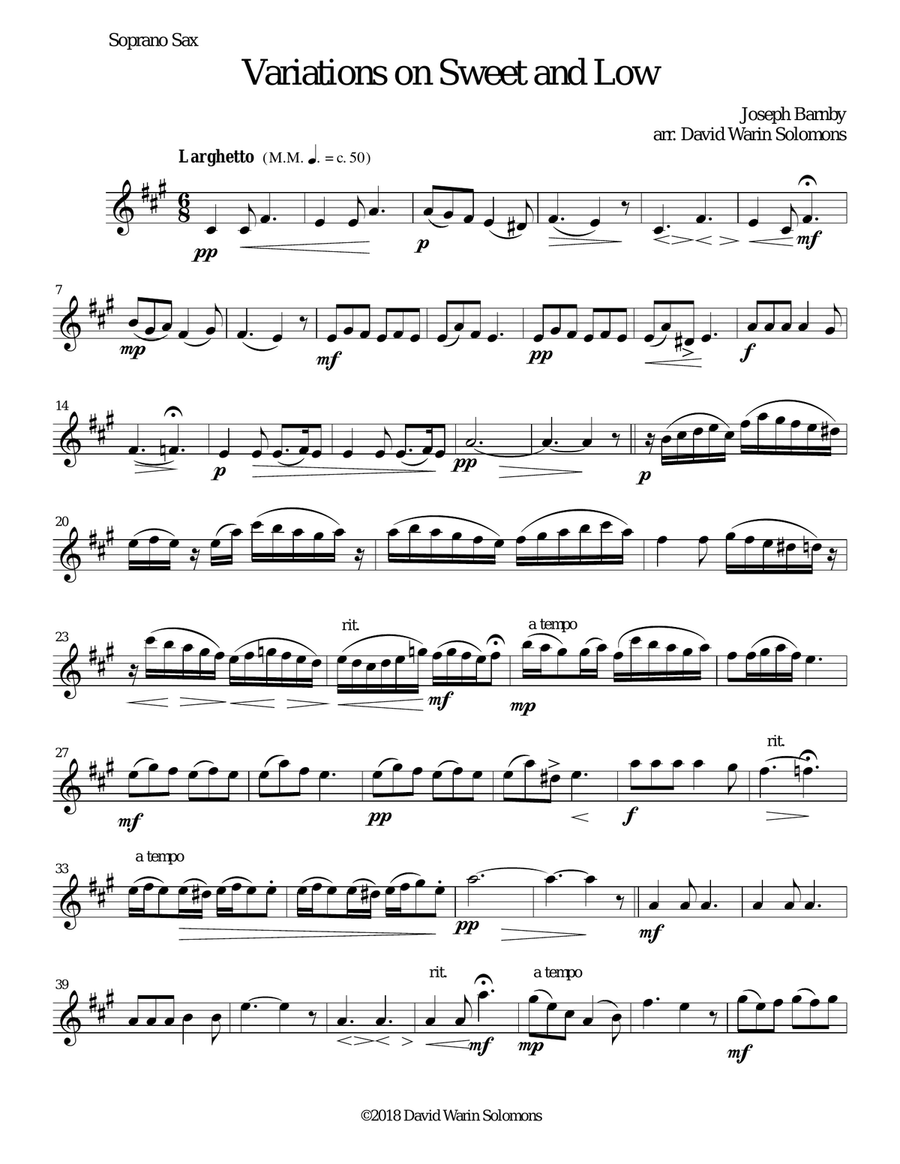 Variations on Joseph Barnby’s Sweet and Low for saxophone quartet Saxophone Quartet scores gallery preview page 4