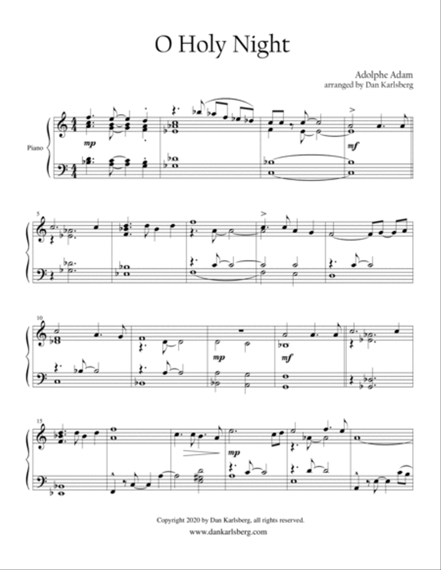 O Holy Night Piano Solo scores gallery preview page 1