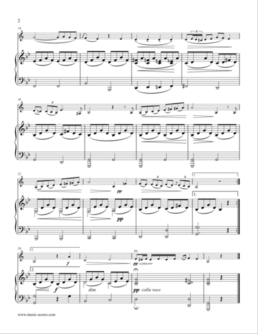Nina - Bass Clarinet (G minor) and piano/organ Bass Clarinet scores gallery preview page 2