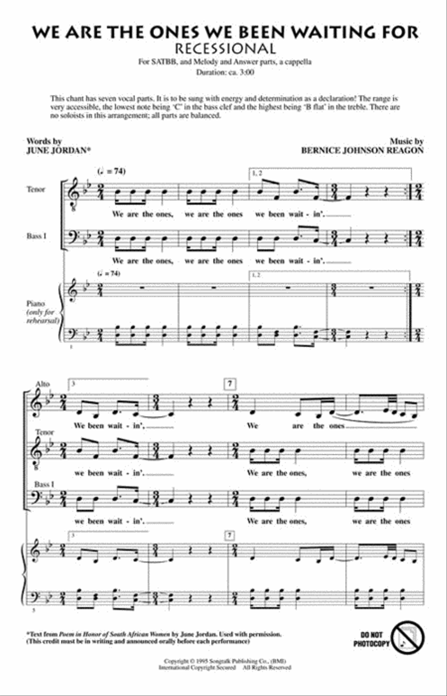 We Are the Ones We Been Waiting For A Cappella scores gallery preview page 2