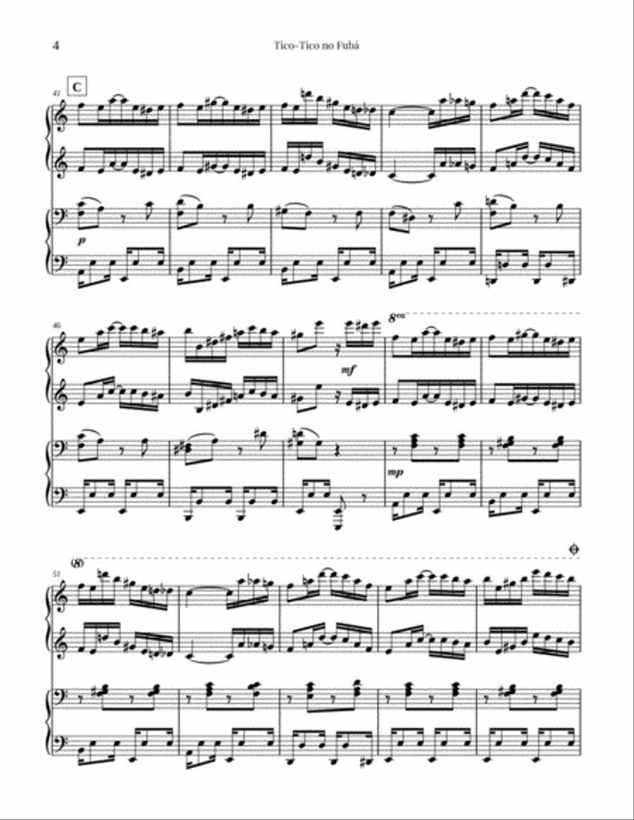 Tico-Tico no Fubá (Piano 4-hands) Piano Duet scores gallery preview page 4