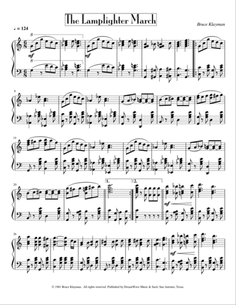The Lamplighter March Piano Solo scores gallery preview page 1