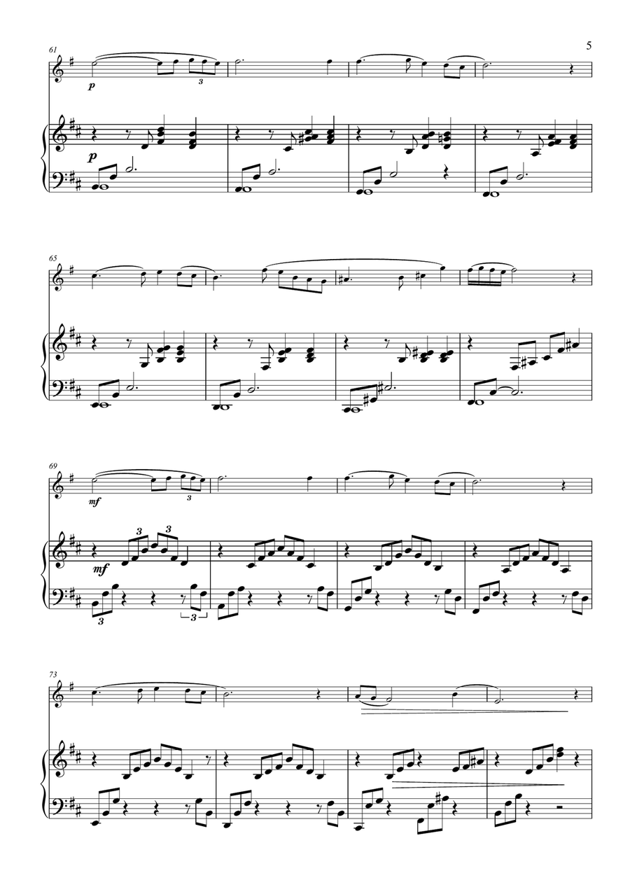 Ballade in B minor for Alto flute and Piano. Flute Solo scores gallery preview page 6
