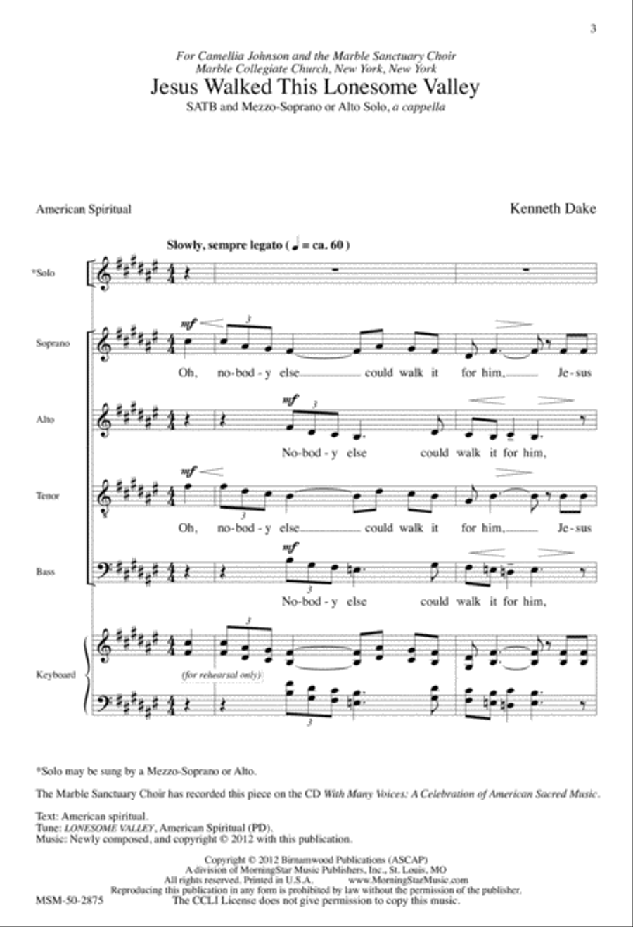 Jesus Walked This Lonesome Valley 4-Part scores gallery preview page 2