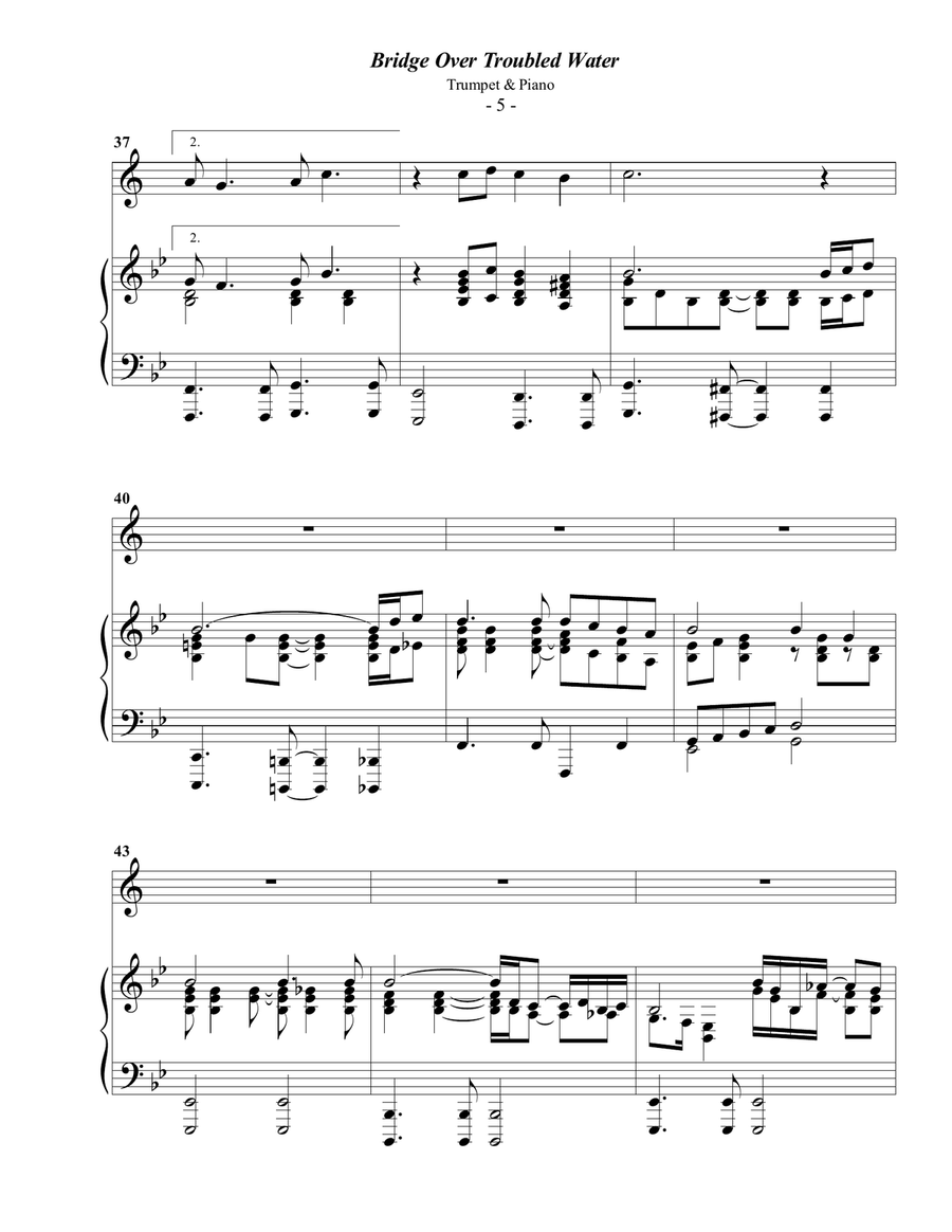 Bridge Over Troubled Water B-Flat Trumpet scores gallery preview page 5