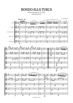 Rondo Alla Turca (Turkish March) | Woodwind Quintet sheet music