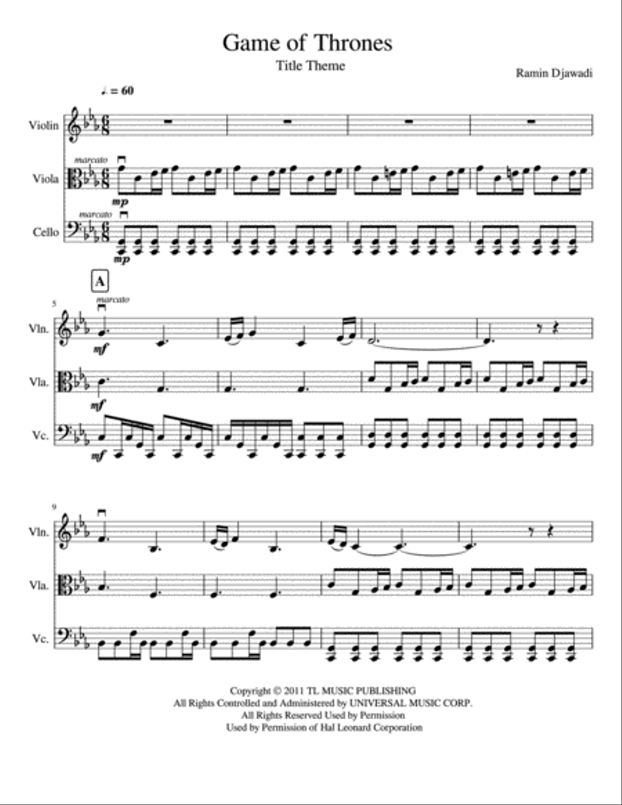 Game Of Thrones Game Of Thrones String Trio scores gallery preview page 2