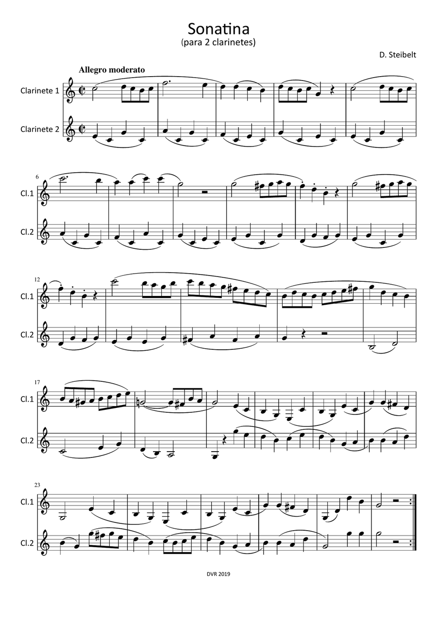 Steibelt Sonatina for 2 Clarinets Clarinet Duet scores gallery preview page 5