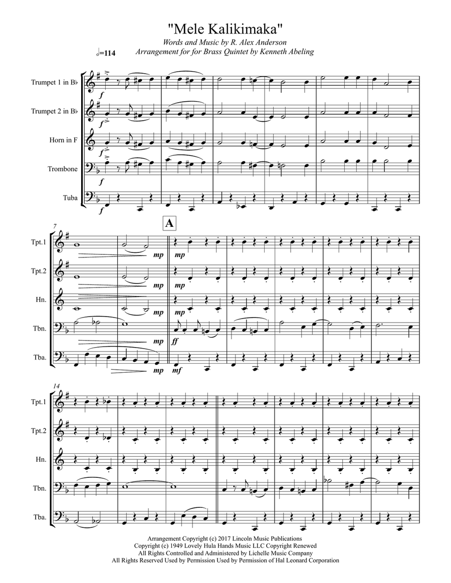 Mele Kalikimaka Brass Ensemble scores gallery preview page 2
