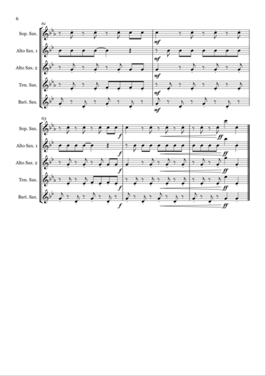 Poker Face Poker Face Saxophone Quintet scores gallery preview page 6