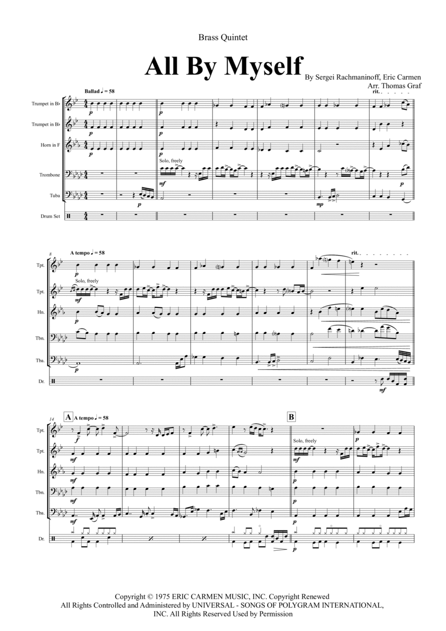 All By Myself Horn scores gallery preview page 1