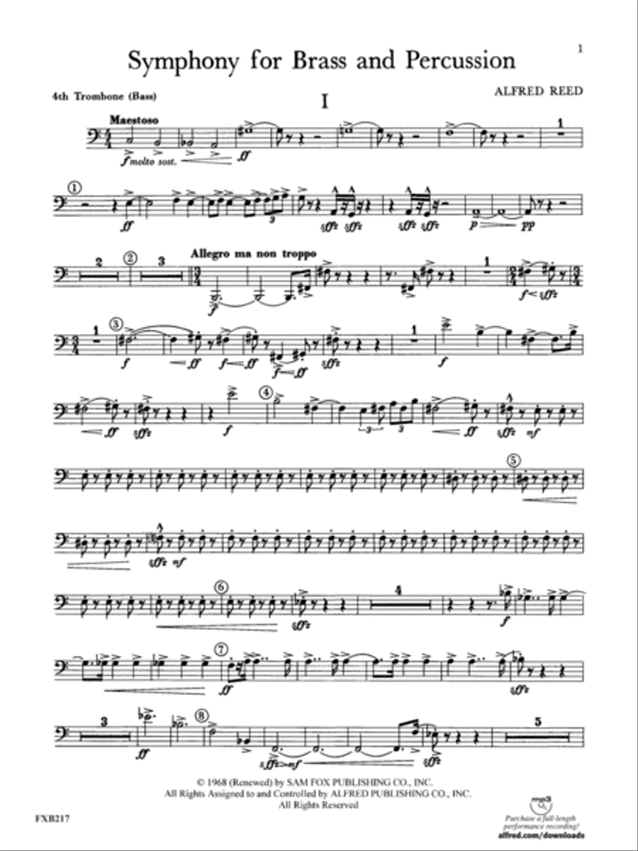 Symphony for Brass and Percussion: 4th Trombone Concert Band scores gallery preview page 1