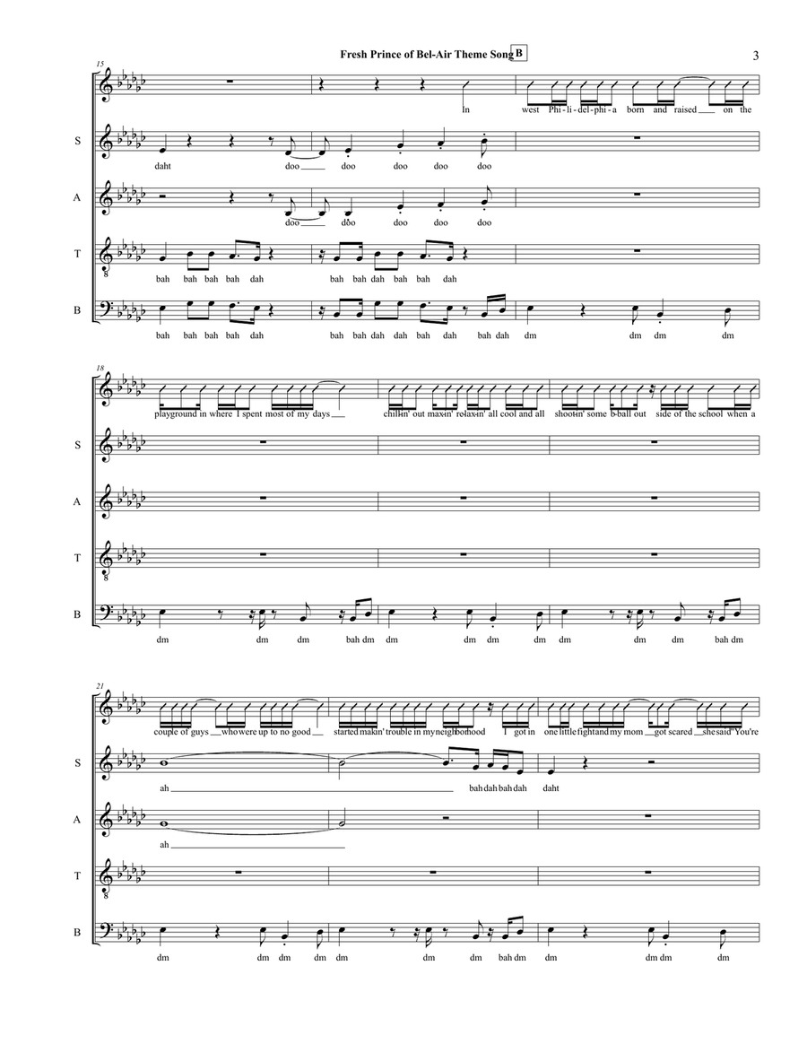 Fresh Prince Of Bel-air 4-Part scores gallery preview page 3