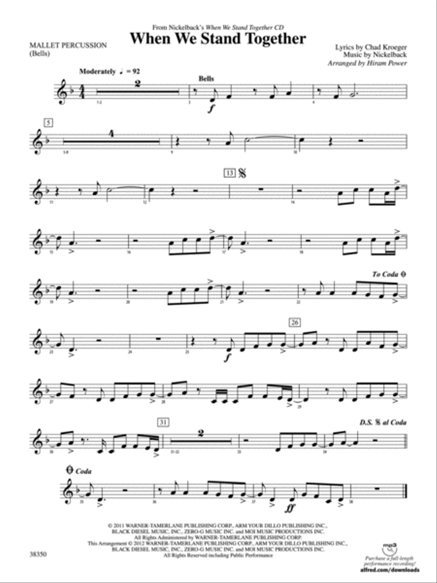 When We Stand Together: Mallets Concert Band scores gallery preview page 1