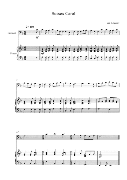 Sussex Carol, For Bassoon & Piano image number null
