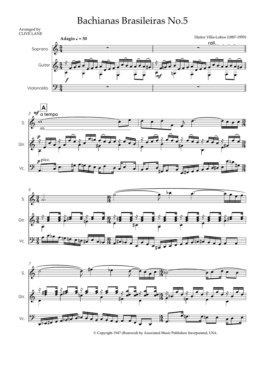 Bachianas Brasileiras No.5 - Aria (Cantilena) Small Ensemble scores gallery preview page 1