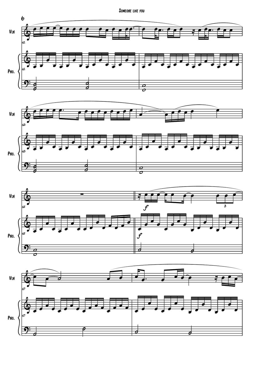 Someone Like You Someone Like You Violin Solo scores gallery preview page 6
