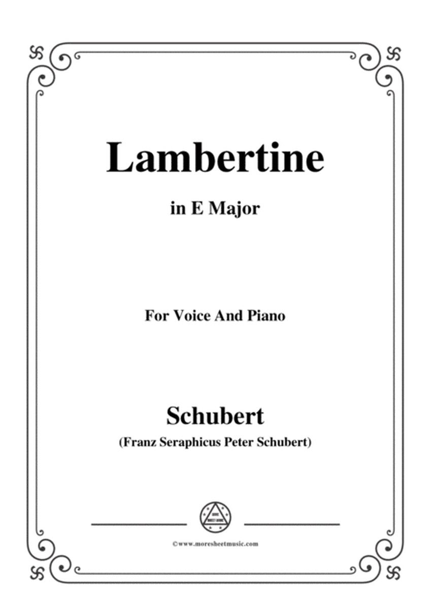 Schubert-Lambertine,in E Major,for Voice&Piano image number null