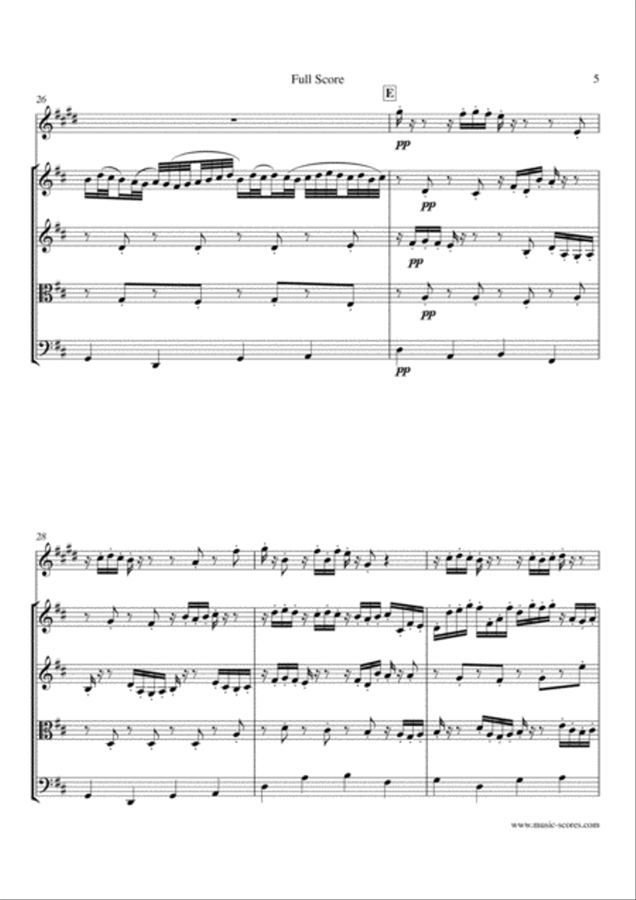 Pachelbel's Canon - String Quartet and Trumpet Chamber Orchestra scores gallery preview page 5