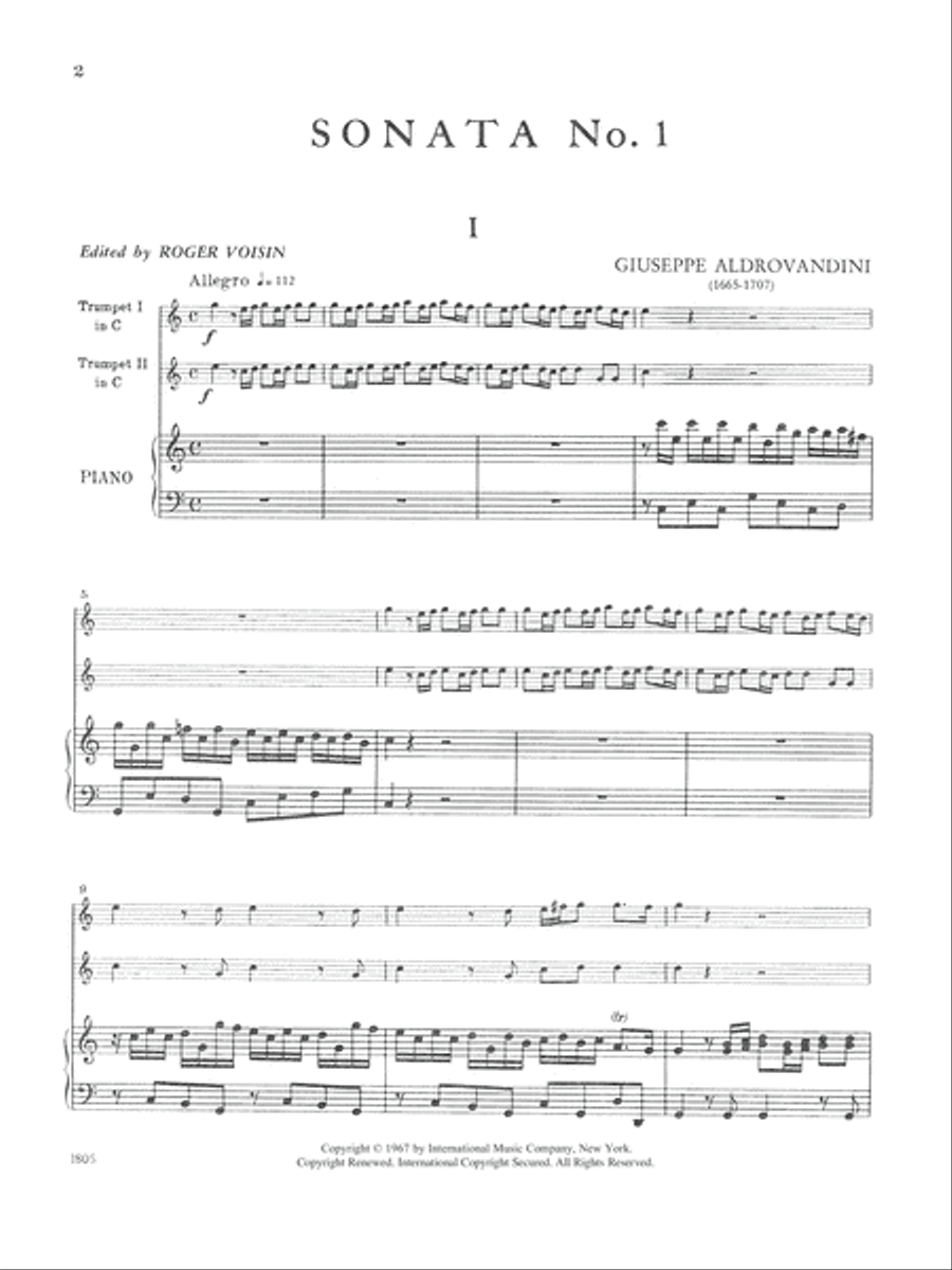 Sonata No. 1 In C Major, Opus 12 Trumpet Duet scores gallery preview page 2