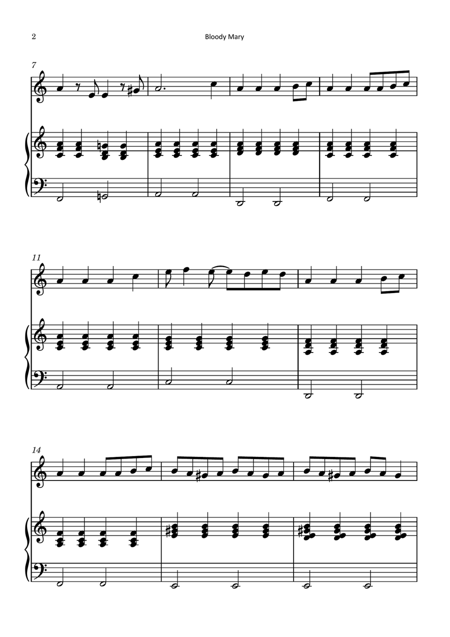 Bloody Mary Piano scores gallery preview page 2