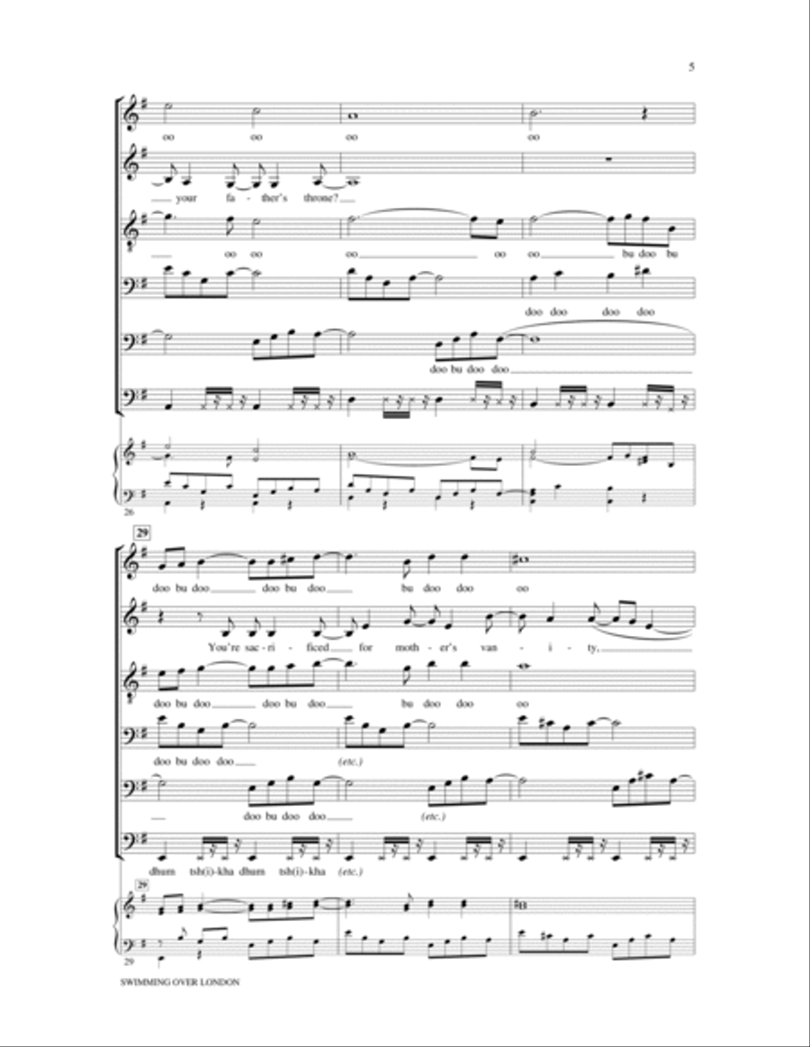 Andromeda (from Swimming Over London) 4-Part scores gallery preview page 5