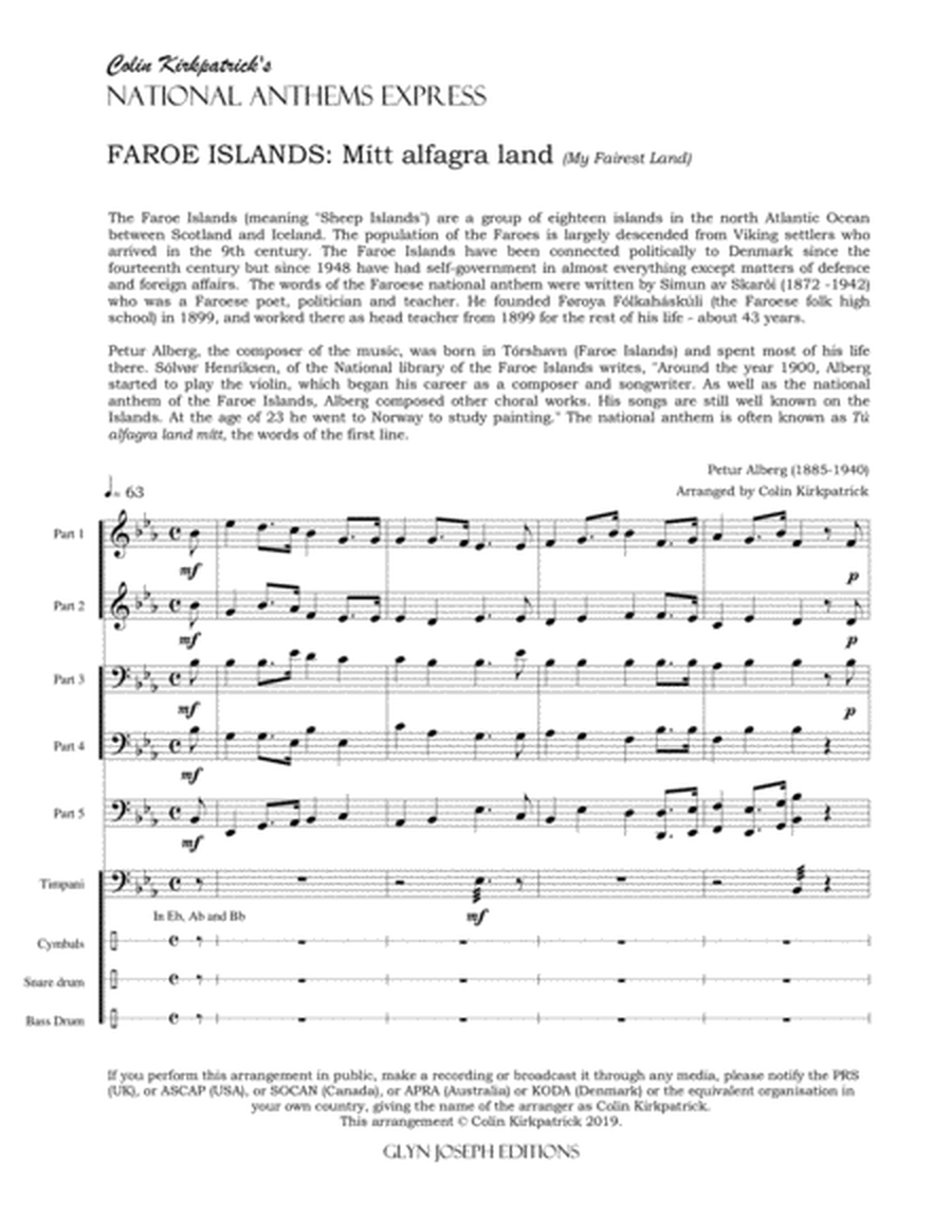 National Anthem of the Faroe Islands: Mítt alfagra land image number null