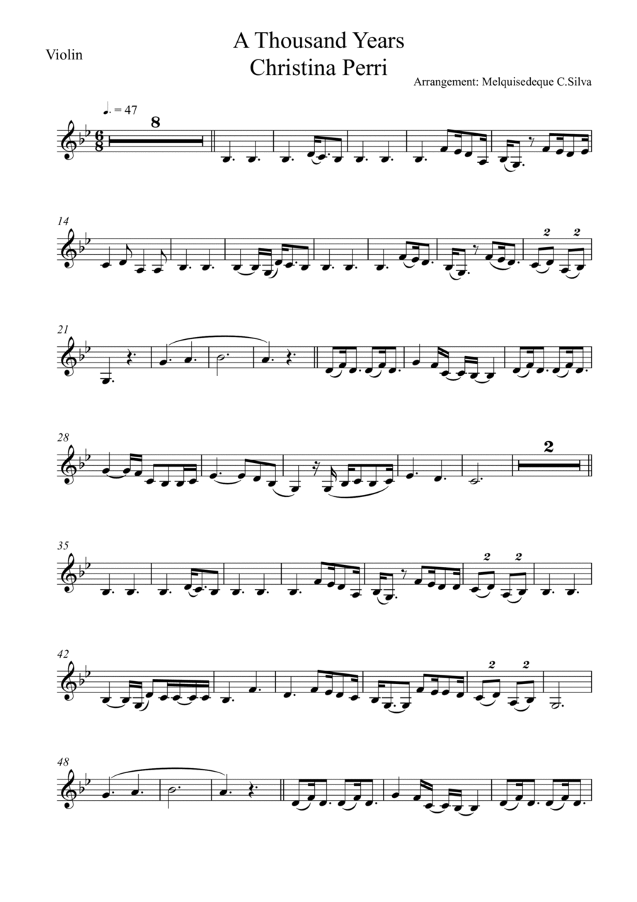 A Thousand Years Violin Solo scores gallery preview page 1