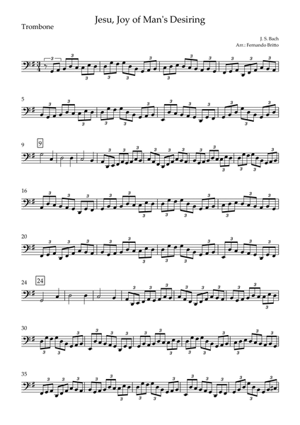Jesu, Joy of Man's Desiring (J. S. Bach) for Trombone Solo