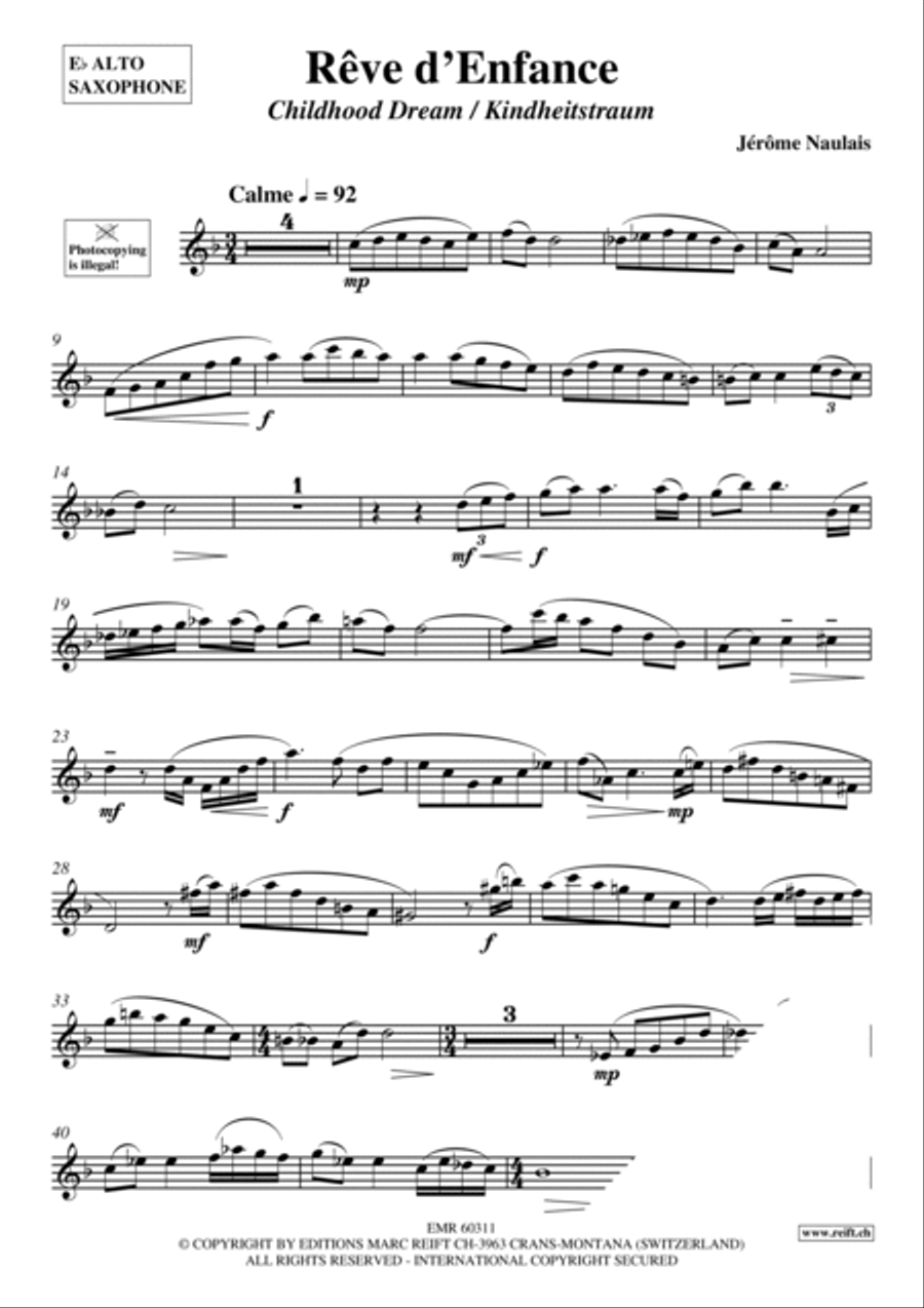 Reve d'Enfance Reve d'Enfance Alto Saxophone scores gallery preview page 4