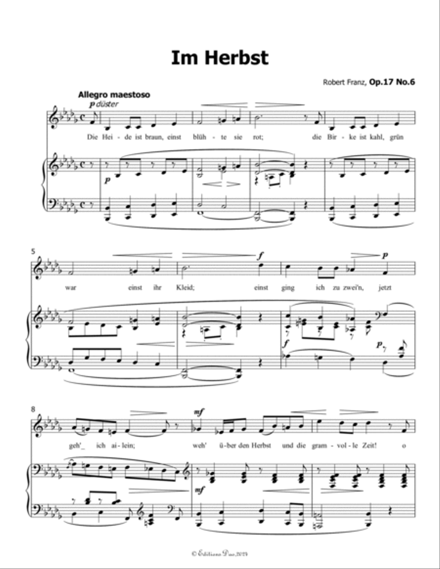 Im Herbst, by Robert Franz, in b flat minor Voice scores gallery preview page 3