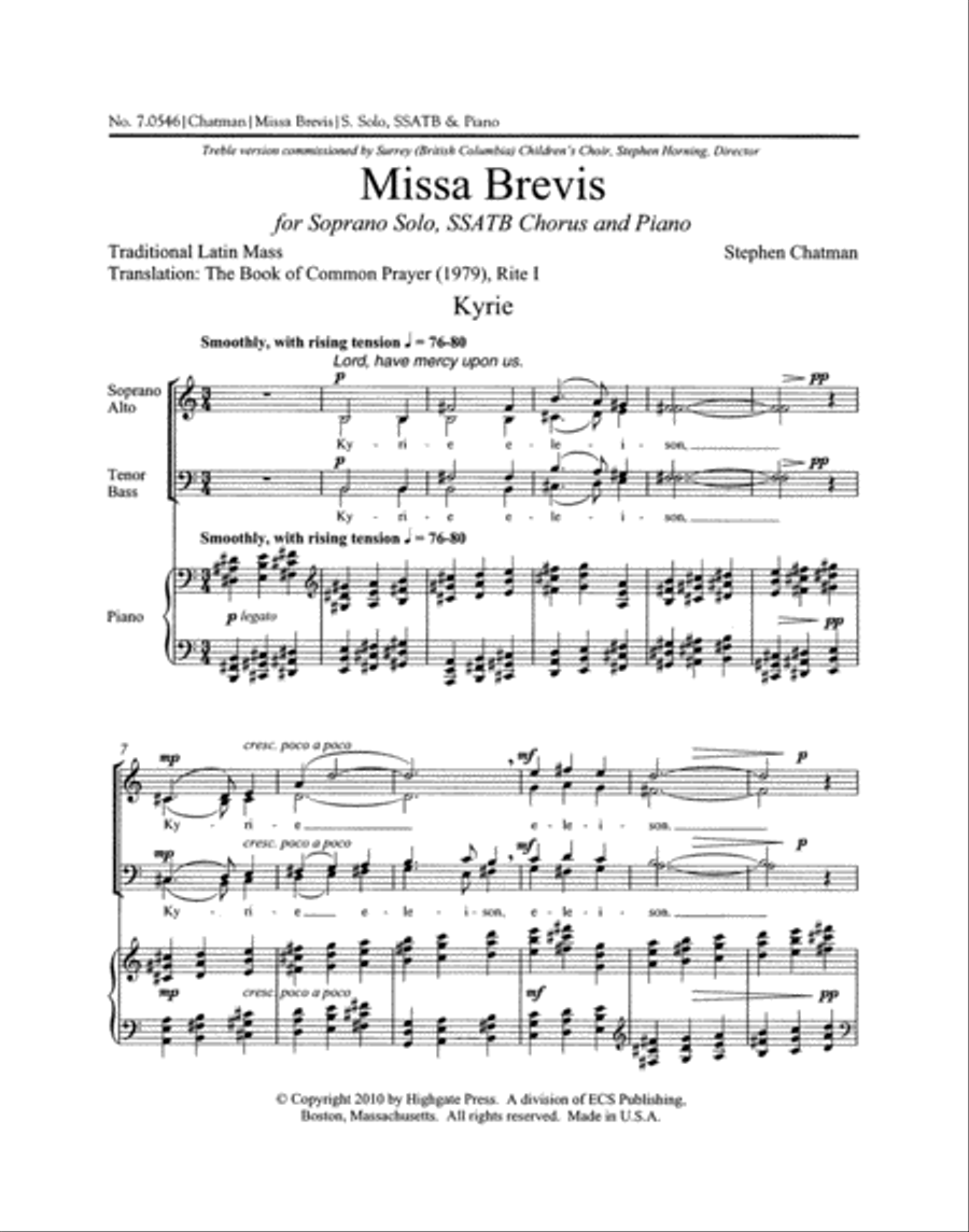 Missa Brevis SSATB scores gallery preview page 1