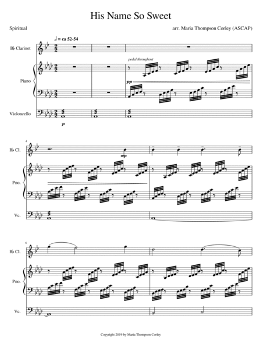 Crossing Jordan: Three Spirituals for clarinet, piano and cello B-Flat Clarinet scores gallery preview page 3