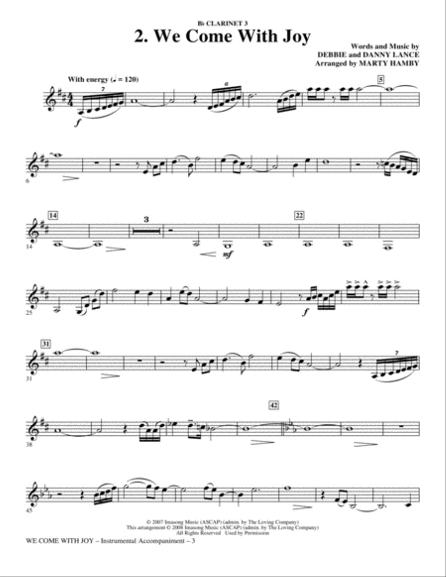 We Come With Joy Orchestration - Clarinet 3 Choir scores gallery preview page 3