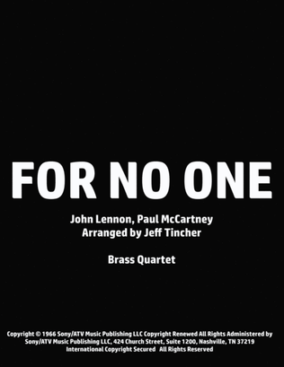 Book cover for For No One