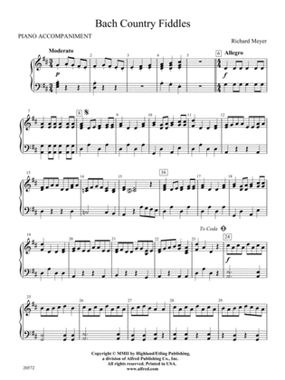 Bach Country Fiddles: Piano Accompaniment