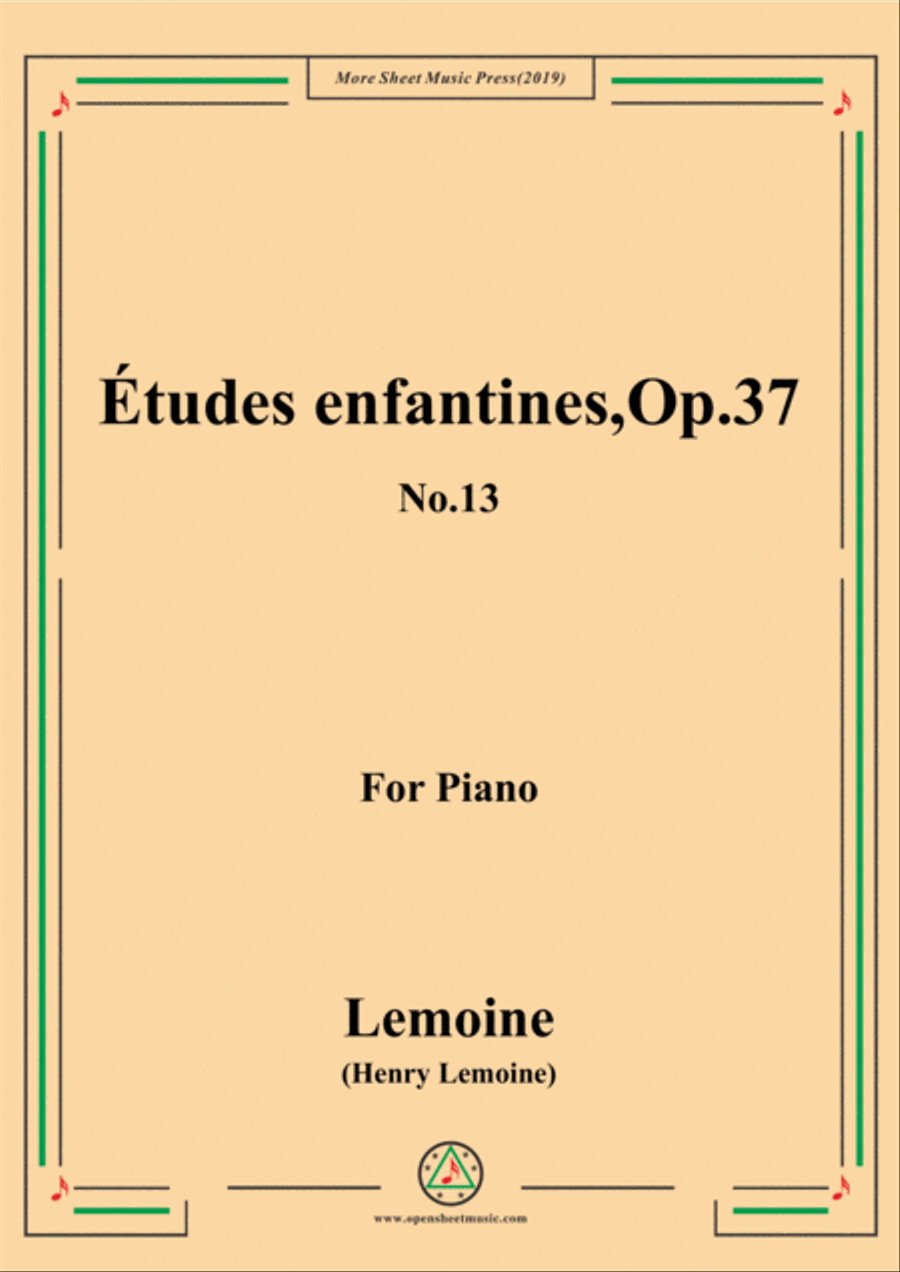 Lemoine-Études enfantines(Etudes) ,Op.37, No.13 Piano Method scores gallery preview page 1