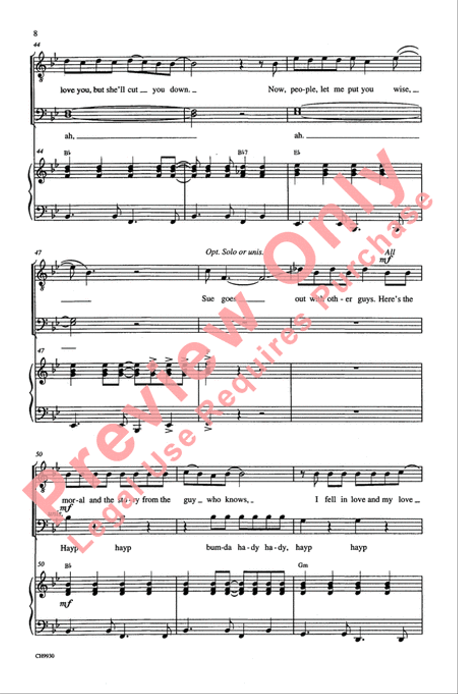 Runaround Sue Men's Choir scores gallery preview page 7