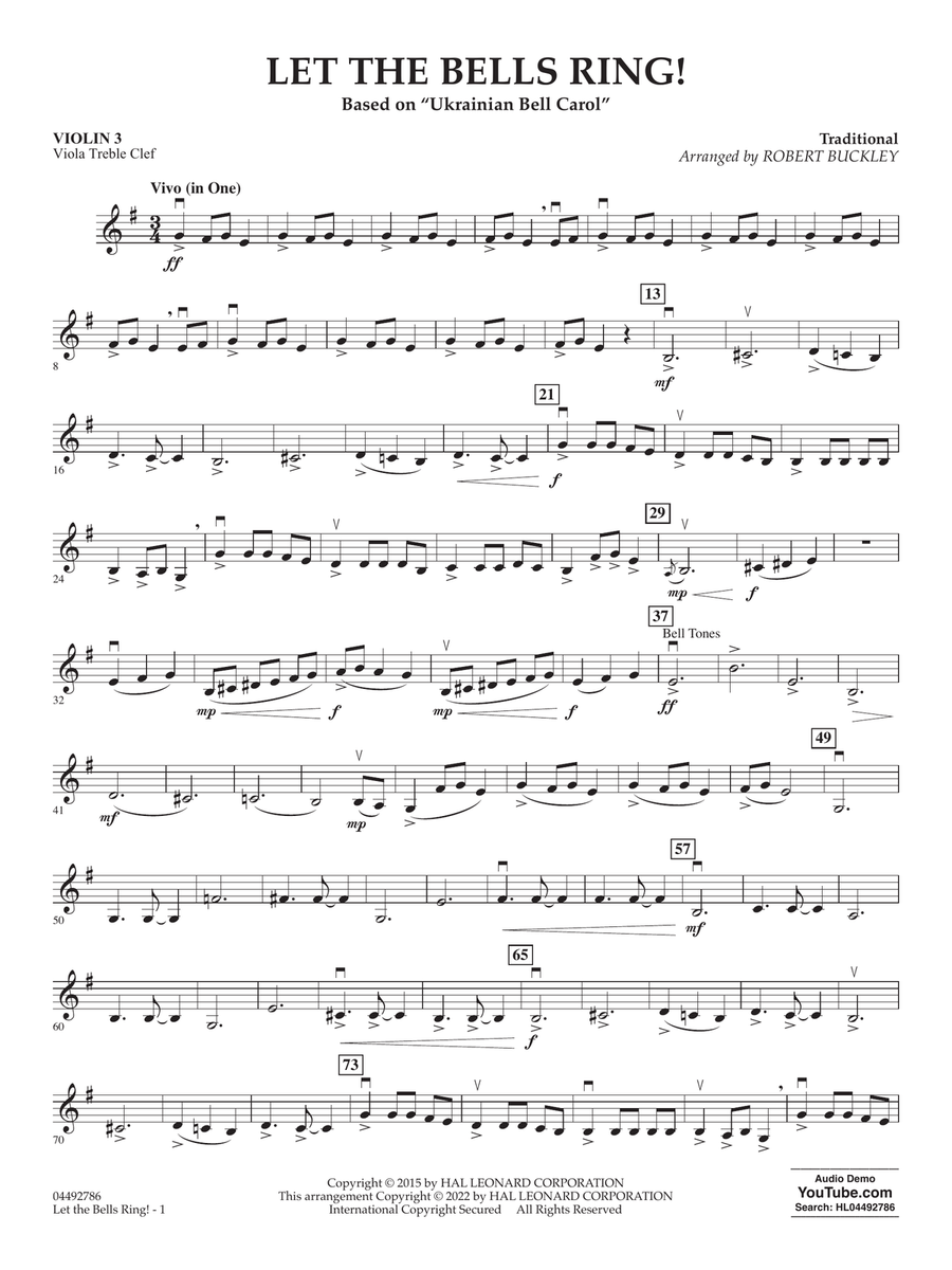 Let The Bells Ring! - Violin 3 (Viola Treble Clef) String Orchestra scores gallery preview page 1