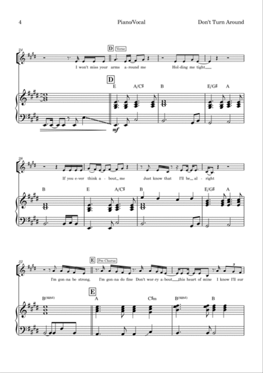 Don't Turn Around Voice scores gallery preview page 4