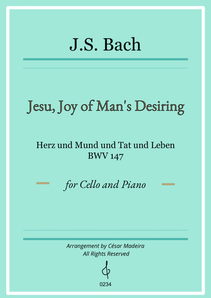 Jesu, Joy of Man's Desiring - Cello and Piano (Full Score) image number null